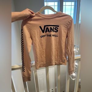 Vans Long Sleeve Cropped Women’s Tee Checkered Sleeves - XS